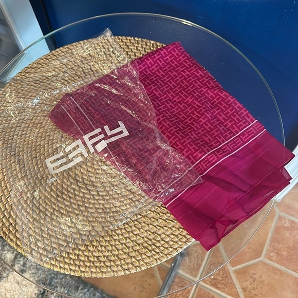 New Effy Hematian Bright Pink Jaguars & Letter H Polyester Scarf 19.5” x 59” - Picture 2 of 6